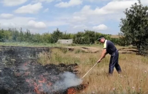 В воронежском селе госавтоинспекторы остановили подбиравшийся к дому травяной пожар