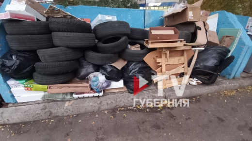 Старыми покрышками завалили контейнерную площадку в Воронеже