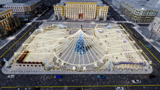 На площади Ленина в Воронеже начали готовиться к Новому году