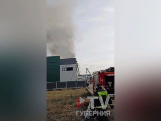 Появилось видео с места крупного пожара в мебельном цехе в Воронеже