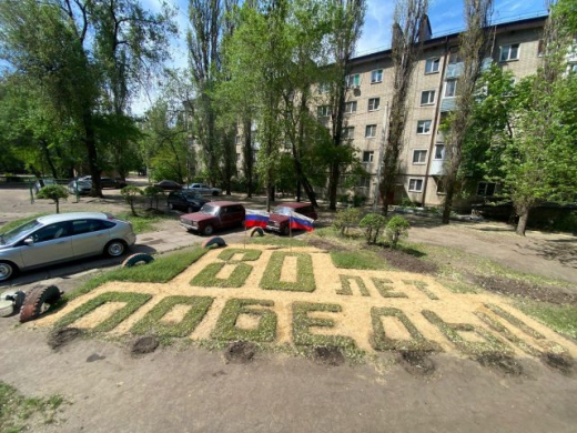 Воронежский дворник «вырастил» надпись «80 лет Победы»