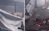 Появилось видео с последствиями атаки БПЛА на воронежских дальнобойщиков